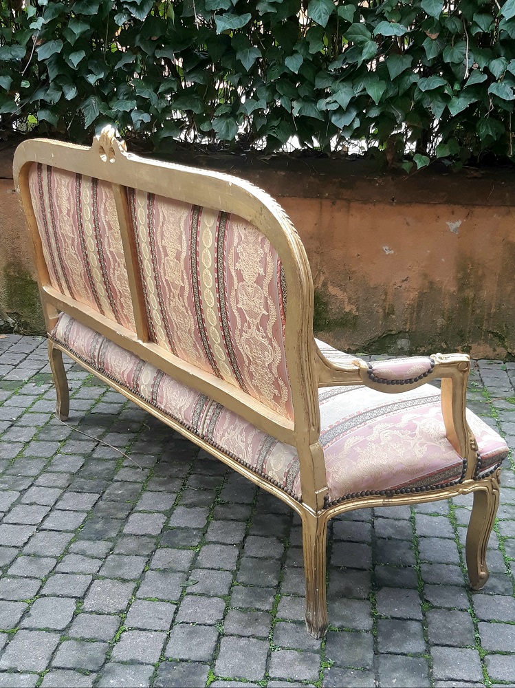 Salotto antico dorato divano e due poltrone - immagine 6