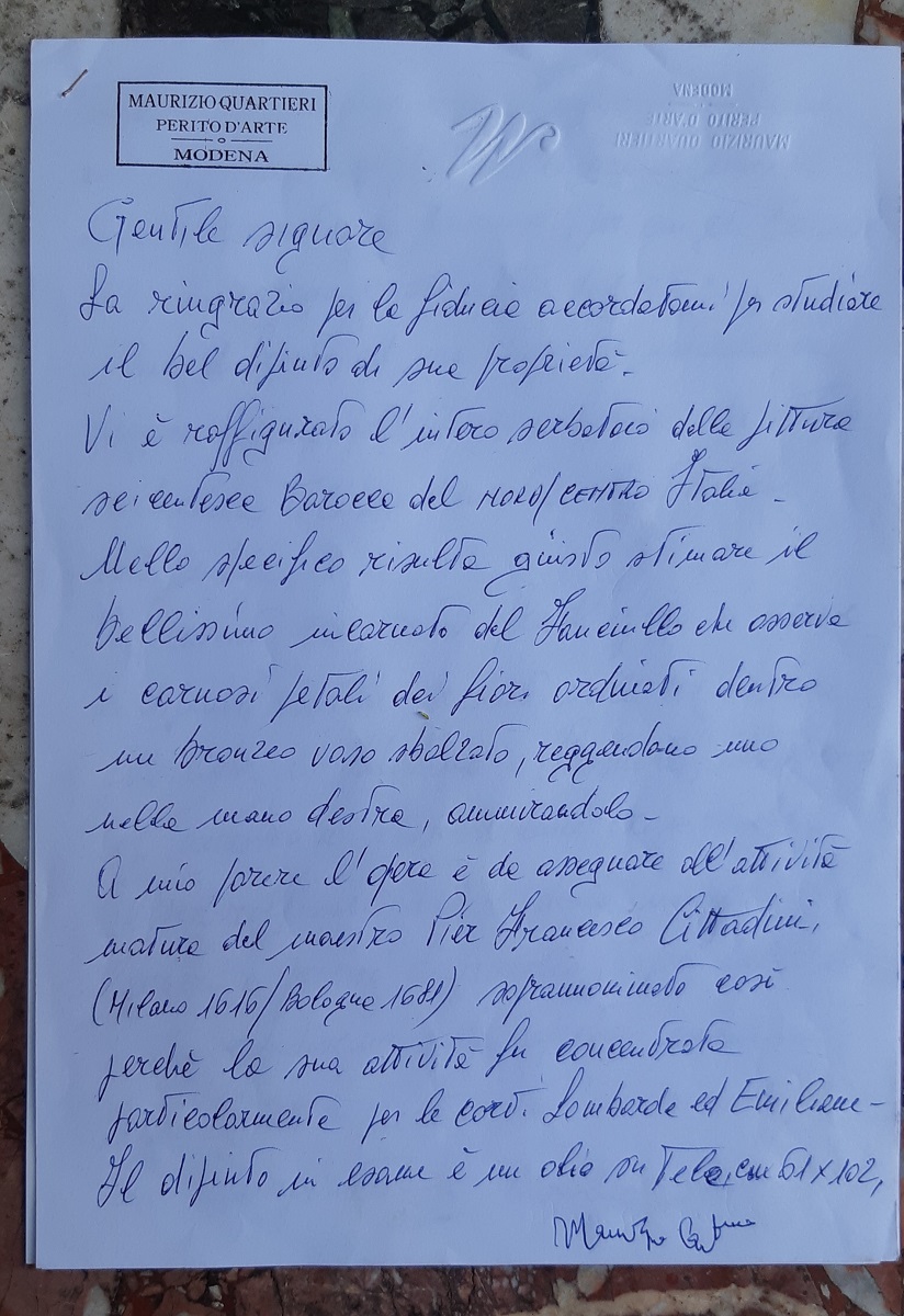 Dipinto antico “Bambino con fiori” - immagine 5